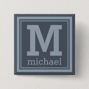 Stripes Pattern custom monogram button