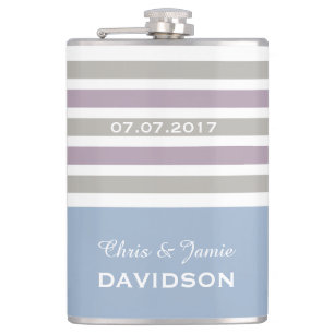 Stripes Pattern custom monogram flask
