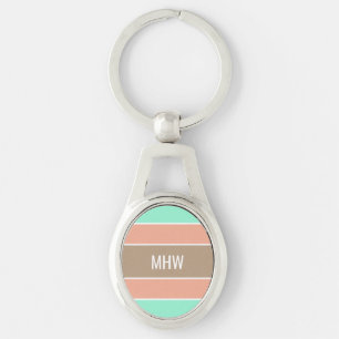 Stripes Pattern custom monogram key chains