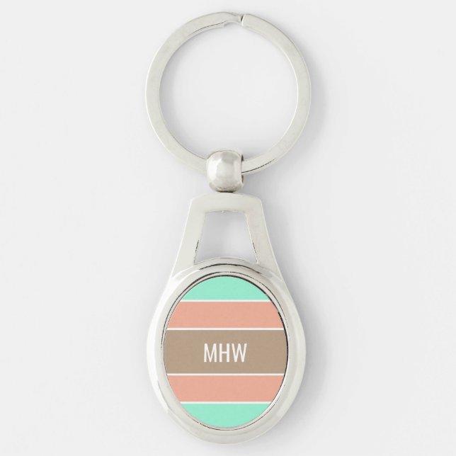 Stripes Pattern custom monogram key chains (Front)