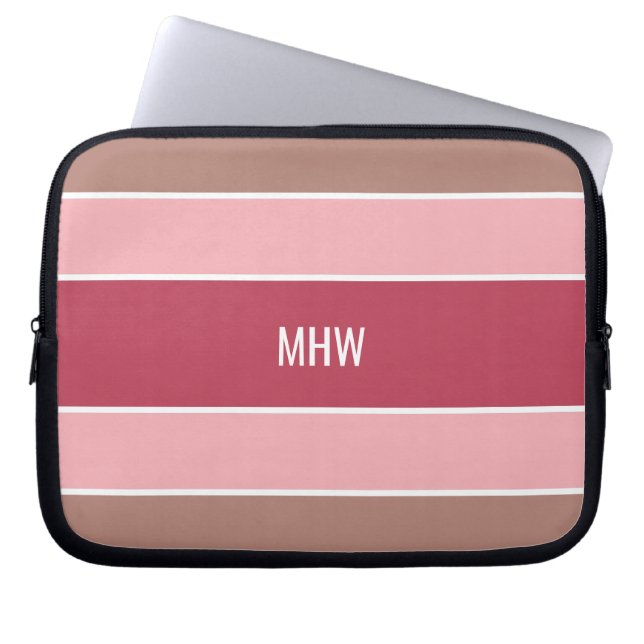 Stripes Pattern custom monogram laptop sleeves (Front)