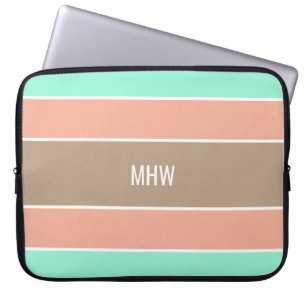 Stripes Pattern custom monogram laptop sleeves