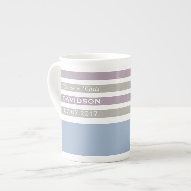 Stripes Pattern custom monogram mugs (Front Left)