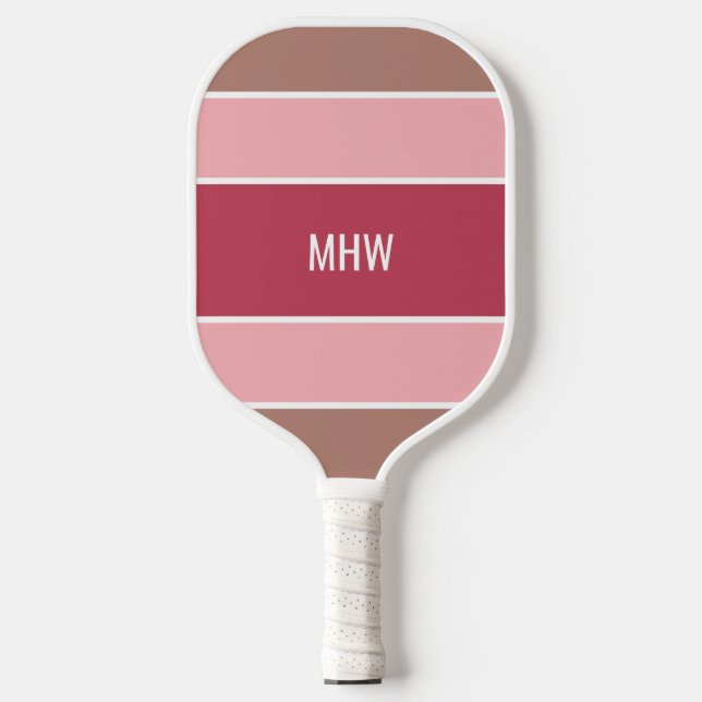 Stripes Pattern custom monogram Pickleball Paddle (Front)
