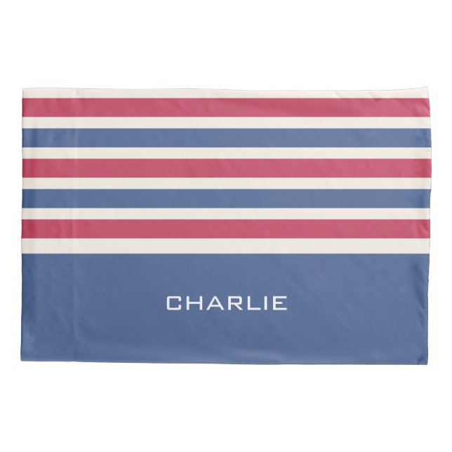 Stripes Pattern custom monogram pillowcases (Back)