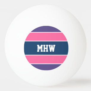 Stripes Pattern custom monogram ping pong balls