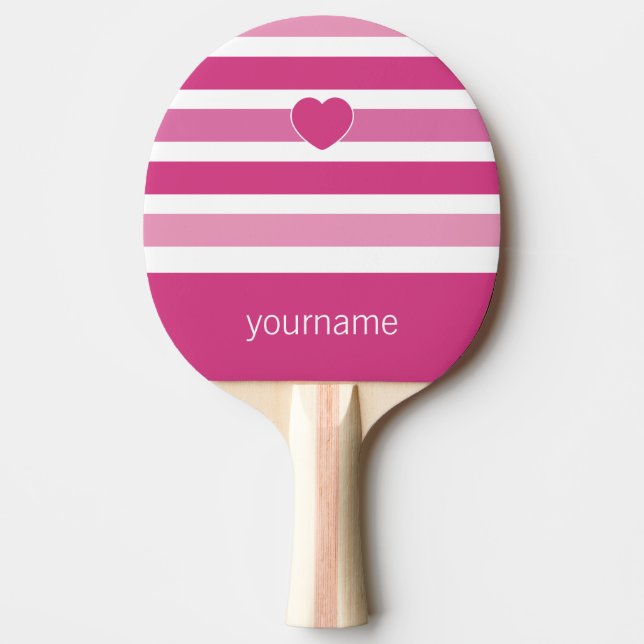 Stripes Pattern custom monogram ping pong paddle (Front)