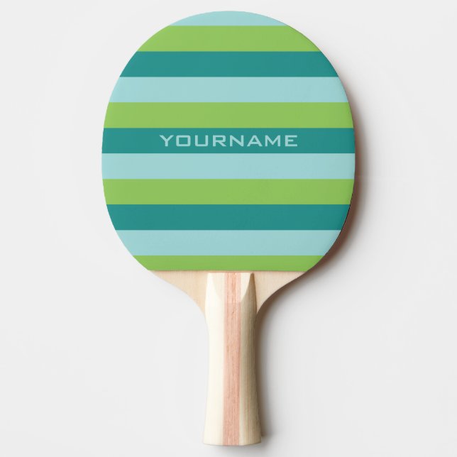 Stripes Pattern custom monogram ping pong paddle (Front)