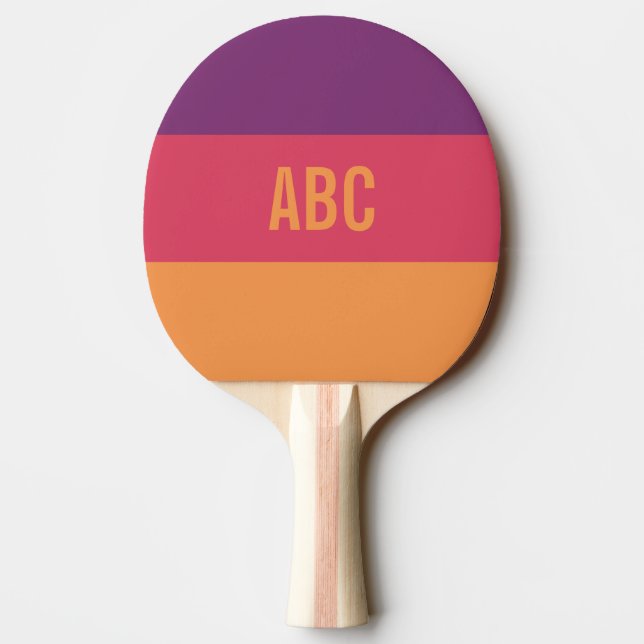 Stripes Pattern custom monogram ping pong paddle (Back)
