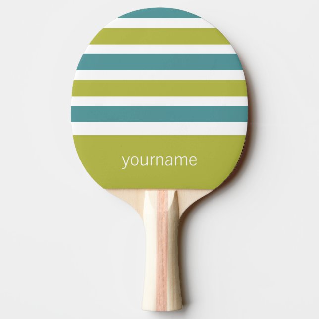 Stripes Pattern custom monogram ping pong paddle (Back)