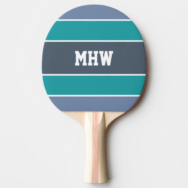 Stripes Pattern custom monogram ping pong paddle (Front)