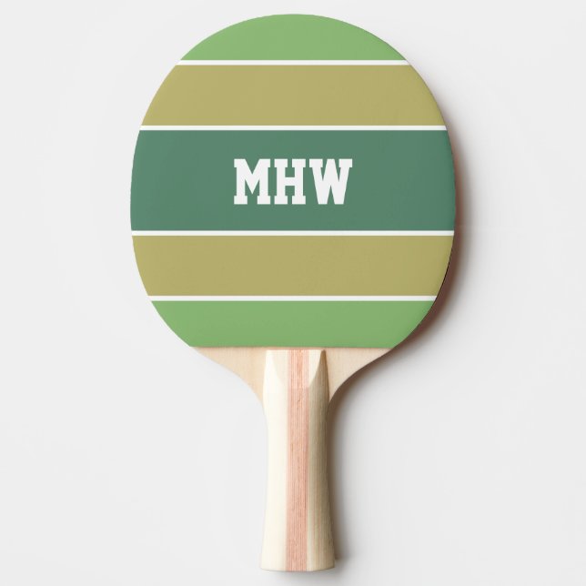 Stripes Pattern custom monogram ping pong paddle (Front)