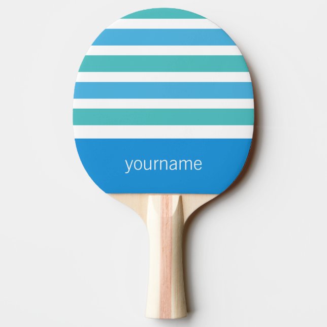 Stripes Pattern custom monogram ping pong paddle (Back)