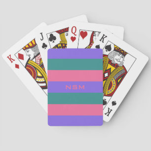 Stripes Pattern custom monogram playing cards