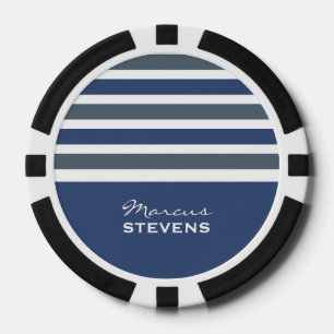Stripes Pattern custom monogram poker chips