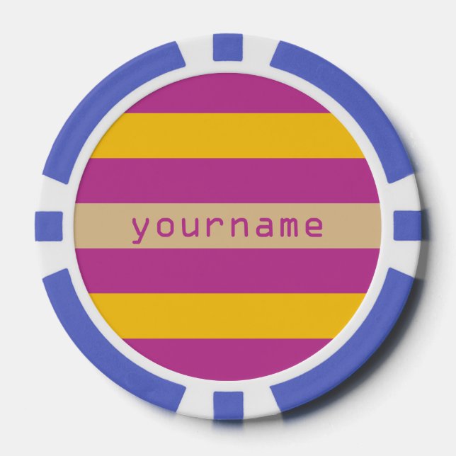 Stripes Pattern custom monogram poker chips (Front)