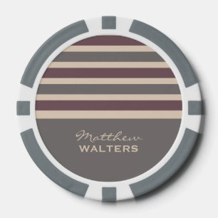 Stripes Pattern custom monogram poker chips