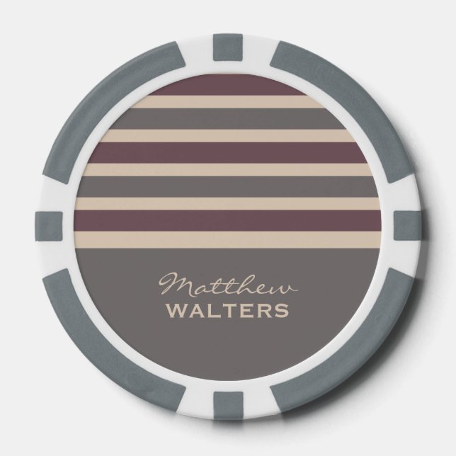 Stripes Pattern custom monogram poker chips (Front)