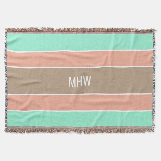 Stripes Pattern custom monogram throw blanket (Front)