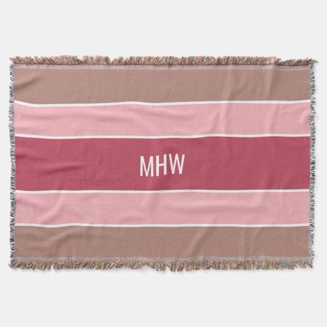 Stripes Pattern custom monogram throw blanket (Front)