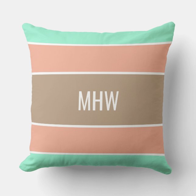 Stripes Pattern custom monogram throw pillows (Front)