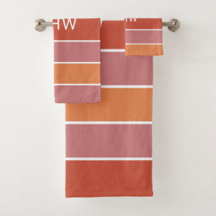 Stripes Pattern Custom Monogram towel set