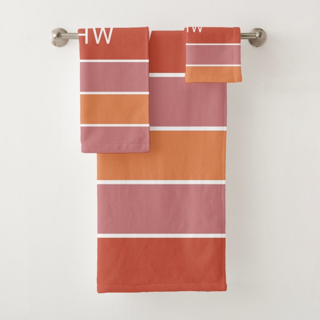 Stripes Pattern Custom Monogram towel set (Insitu)