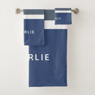 Stripes Pattern Custom Monogram towel set