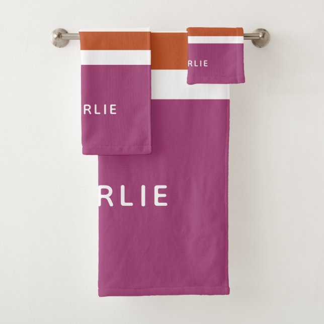 Stripes Pattern Custom Monogram towel set (Insitu)