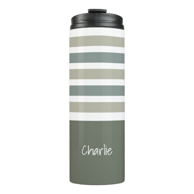 Stripes Pattern custom monogram tumbler (Front)