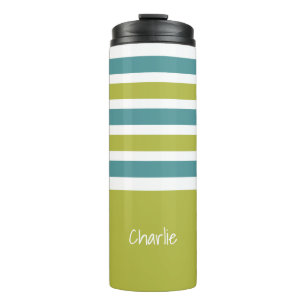 Stripes Pattern custom monogram tumbler