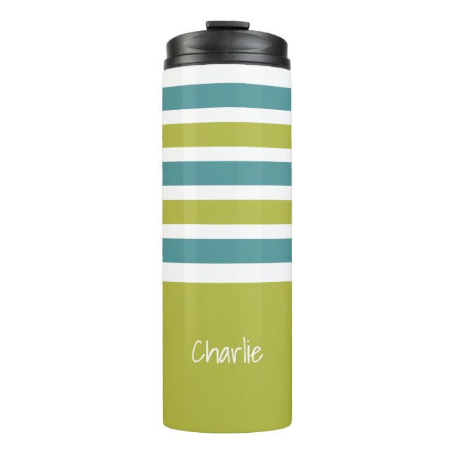Stripes Pattern custom monogram tumbler (Front)