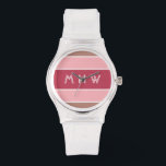 Stripes Pattern custom monogram watches<br><div class="desc">Change the text field to what you want. You can also change the font and its size and colour by using the "Customise it" function,  as well as add more text fields if you wish. See my store for more items with,  and colour choices of,  this design.</div>