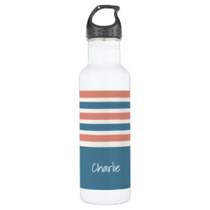Stripes Pattern custom monogram water bottles
