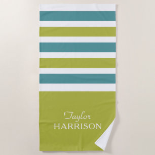 Stripes Pattern custom name beach towel