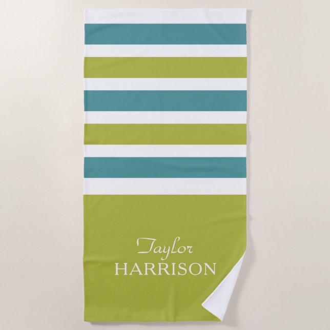Stripes Pattern custom name beach towel (Front)