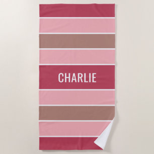 Stripes Pattern custom name beach towel