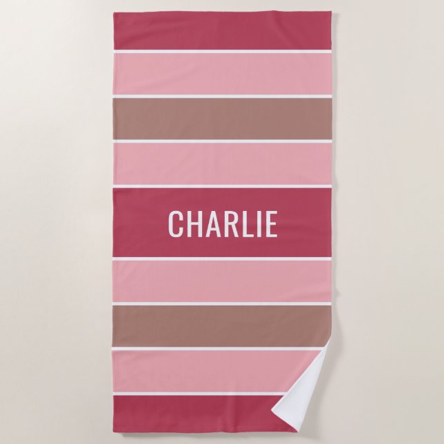 Stripes Pattern custom name beach towel (Front)