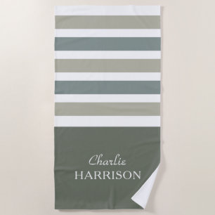 Stripes Pattern custom name beach towel