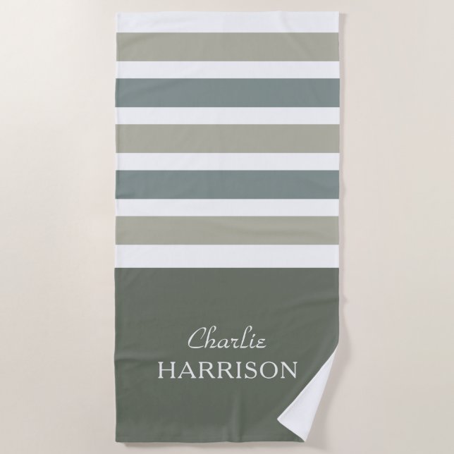 Stripes Pattern custom name beach towel (Front)