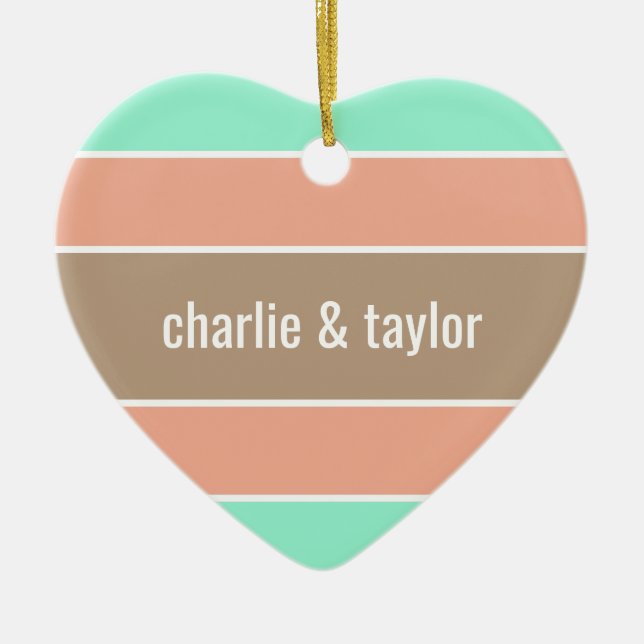 Stripes Pattern custom name ornament (Front)