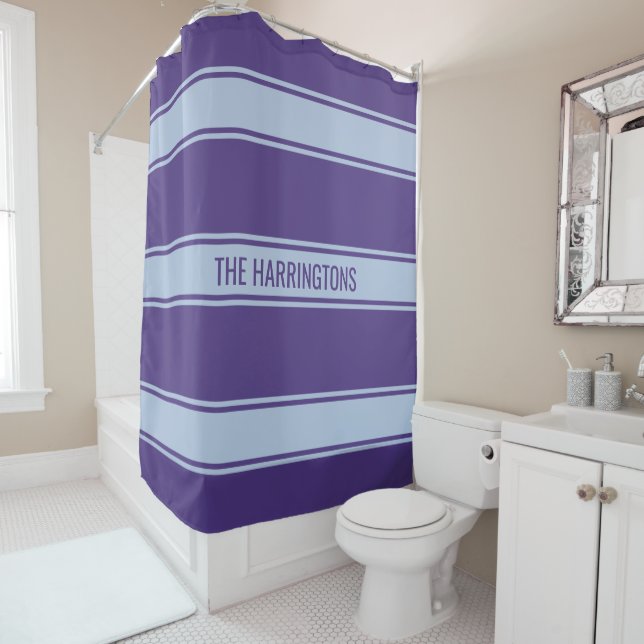 Stripes Pattern custom text shower curtain (In Situ)
