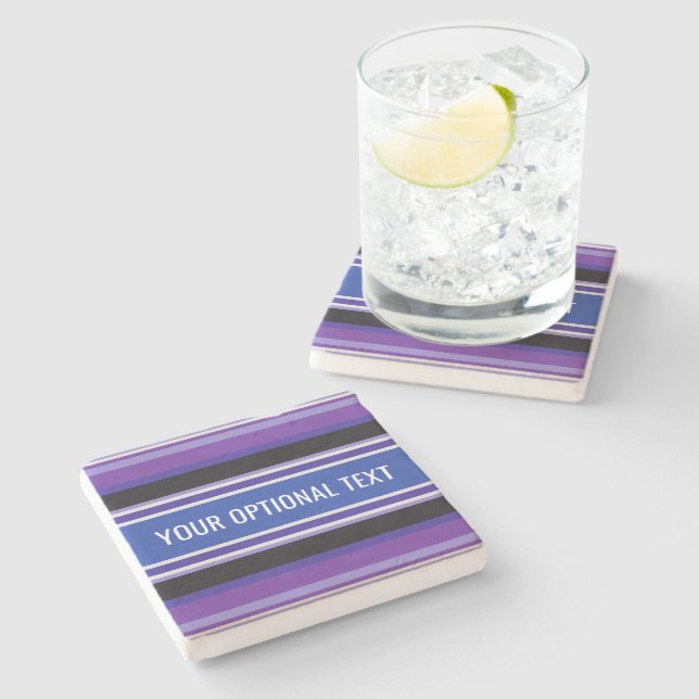 Stripes Pattern custom text stone coasters (Side)