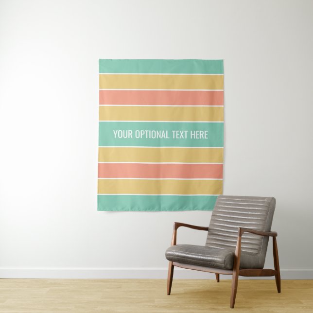 Stripes pattern custom text tapestries (In Situ)