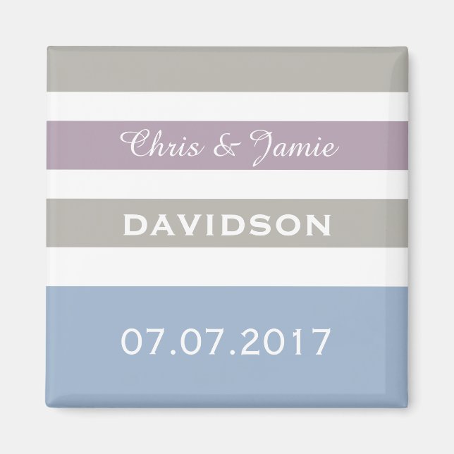 Stripes Pattern custom wedding magnet (Front)