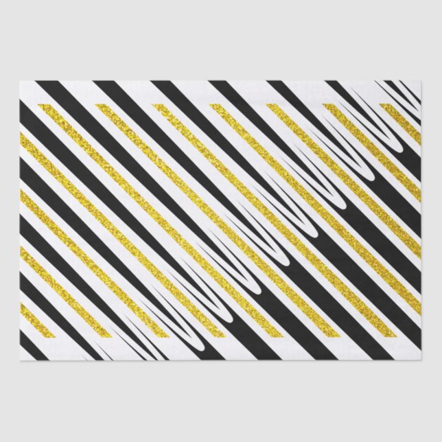 Stripes Pattern Multicolor Gold Glitter Artsy 2022 Tissue Paper (Front)