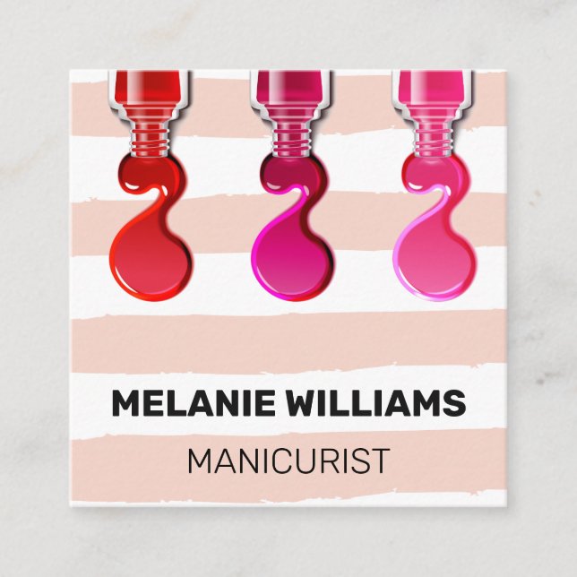 Stripes Pattern | Nail Polish Pour Square Business Card (Front)