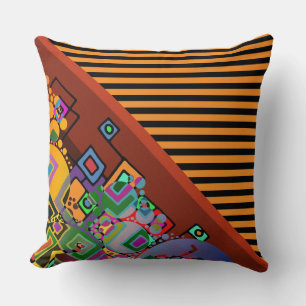 Stripes Pattern narrow black + abstract art Cushion