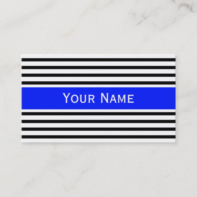 Stripes Pattern narrow black + your backg. & text Business Card (Front)