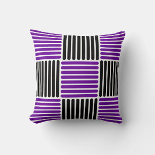 Stripes Pattern Pillow in Purple and Black colours